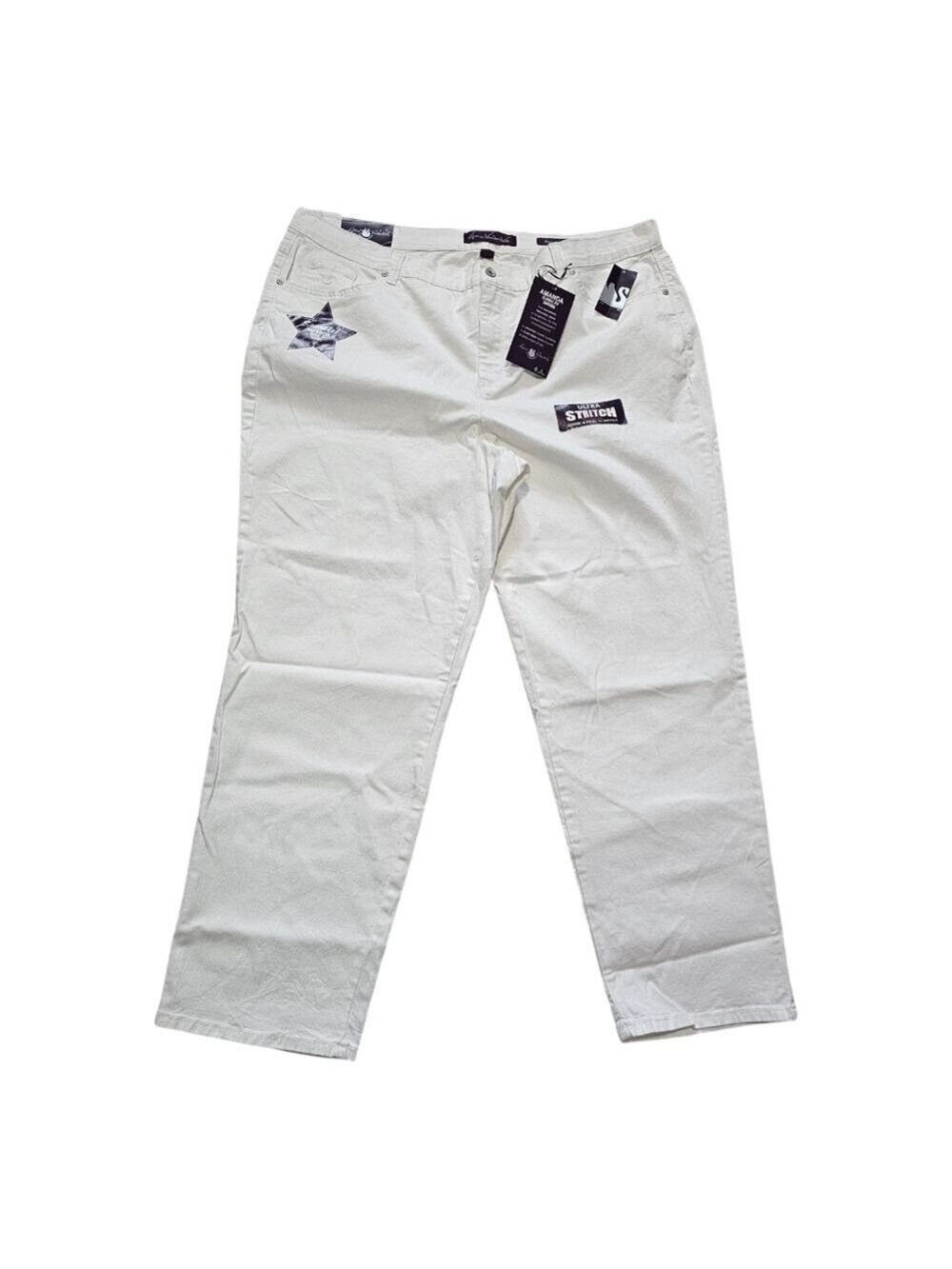 Gloria Vanderbilt Amanda White Jeans Tapered Studs Classic Fit Size 22W